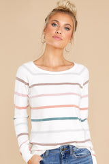 1 Skip A Beat White Multi Stripe Sweater at reddress.com