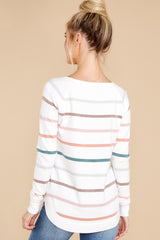 9 Skip A Beat White Multi Stripe Sweater at reddress.com