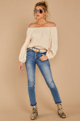 2 State The Obvious Cream Off The Shoulder Top at reddress.com