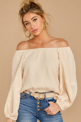 1 State The Obvious Cream Off The Shoulder Top at reddress.com