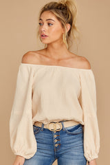 6 State The Obvious Cream Off The Shoulder Top at reddress.com