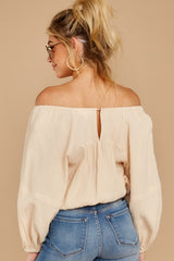 8 State The Obvious Cream Off The Shoulder Top at reddress.com