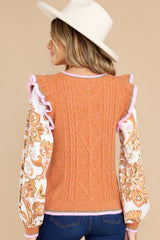 9 Quick Witted Rust Orange Multi Sweater at reddress.com