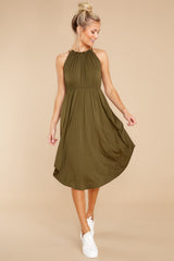 3 Unbelievable Beauty Olive Midi Dress at reddress.com