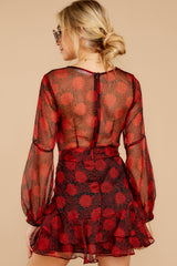 8 Sangrias At Sunset Black And Red Print Dress at reddress.com