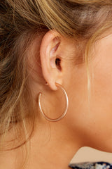 1 Stylish Blush Rose Gold Hoop Earrings at reddress.com