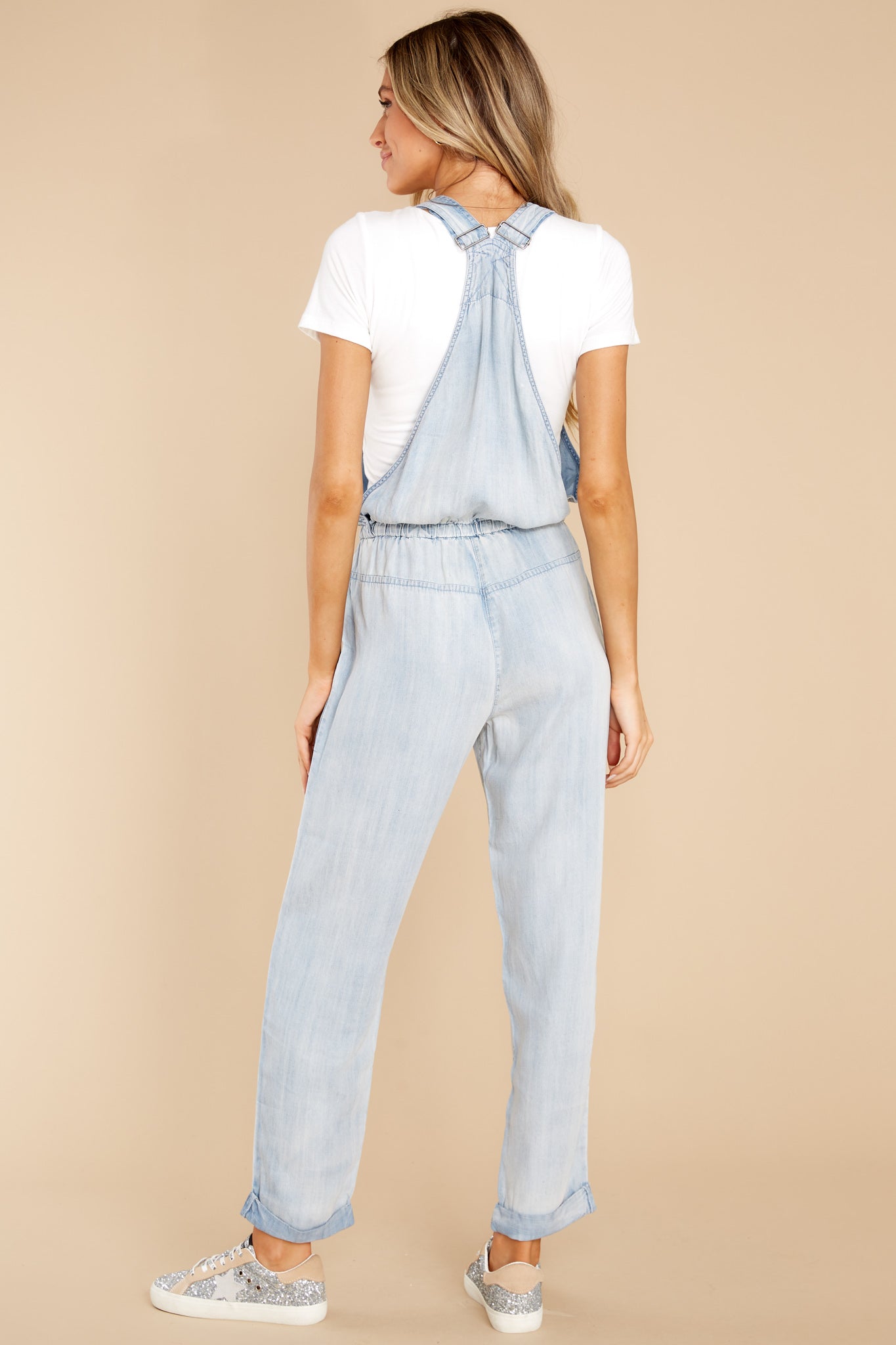7 More Than Enough Light Chambray Overalls at reddress.com