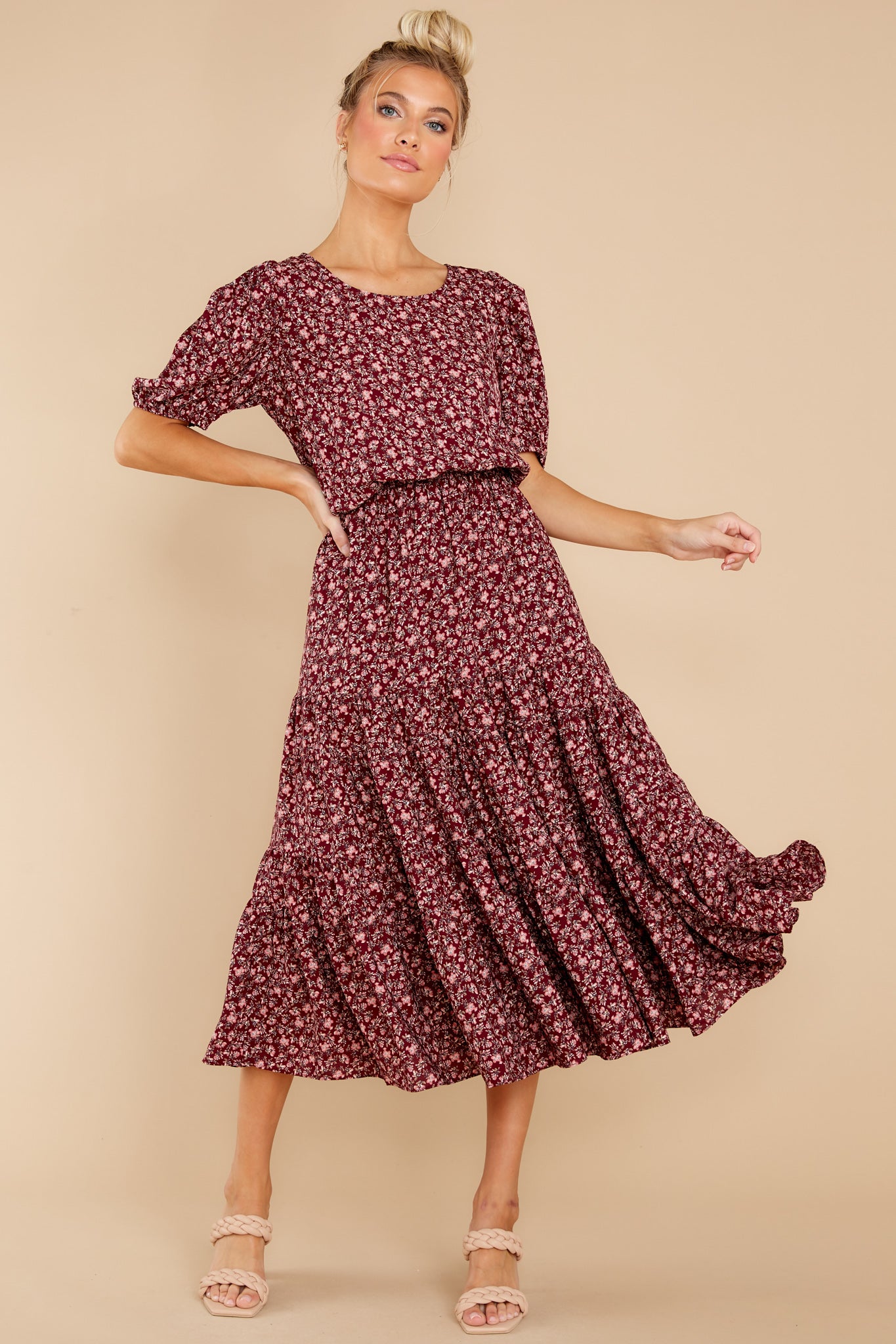 3 Most Certainly Yes Burgundy Floral Print Maxi Dress at reddress.com