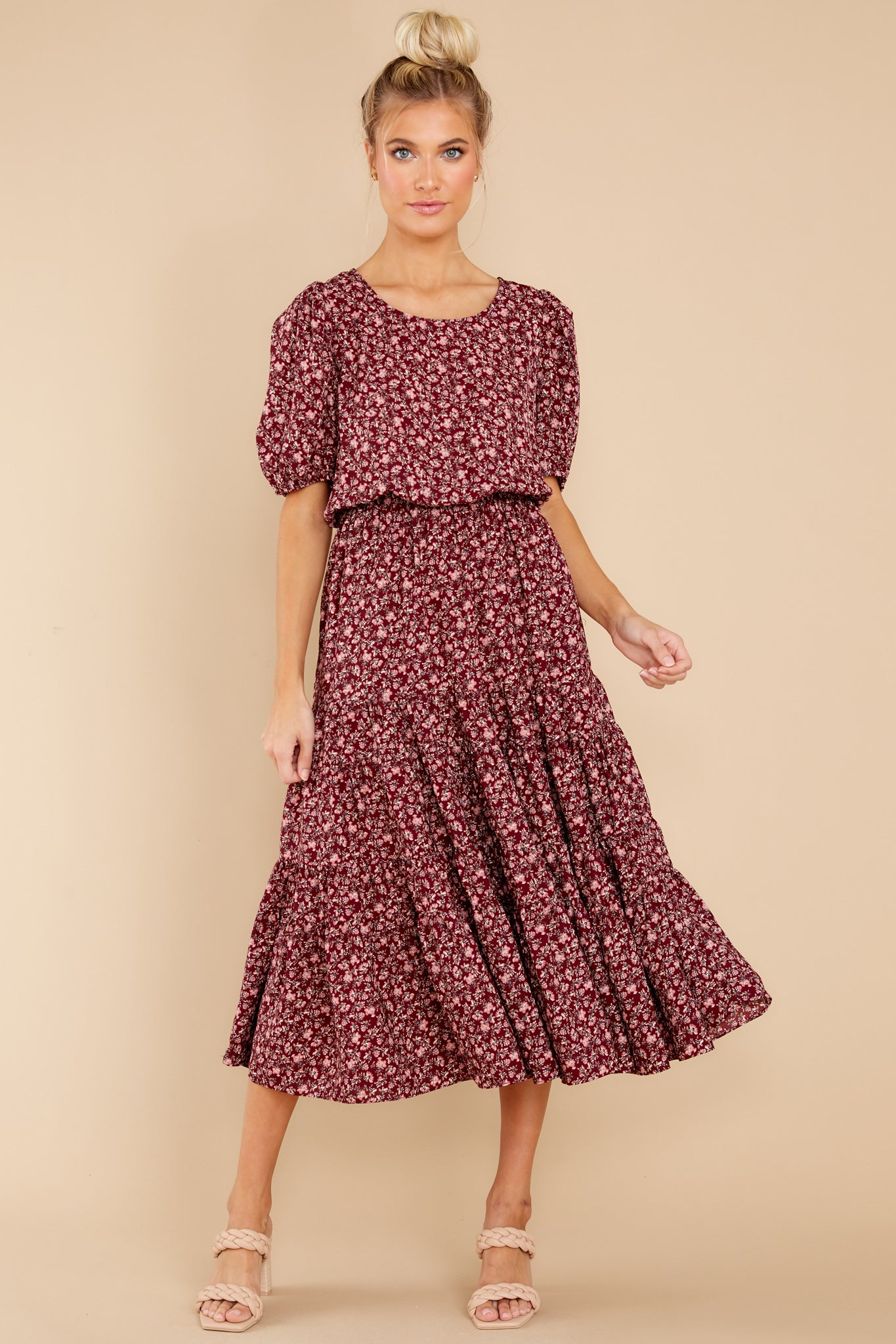 2 Most Certainly Yes Burgundy Floral Print Maxi Dress at reddress.com