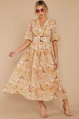 2 First Impressions Goldenrod Multi Floral Print Midi Dress at reddress.com