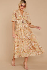 1 First Impressions Goldenrod Multi Floral Print Midi Dress at reddress.com