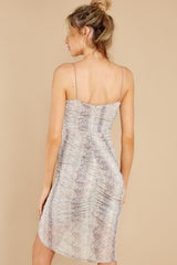 7 Sleight Of Hand Grey Snake Print Dress at reddress.com