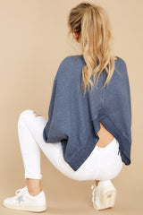 2 Let's Be Casual Ash Blue Waffle Knit Top at reddress.com