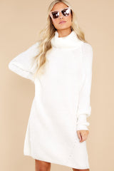 7 Shift In The Wind White Sweater Dress at reddress.com