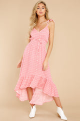 10 Burst Your Bubbly Flamingo Pink Print High-Low Dress at reddress.com