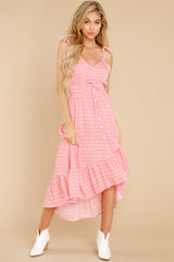 11 Burst Your Bubbly Flamingo Pink Print High-Low Dress at reddress.com