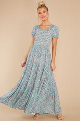 1 Since Then Dusty Blue Floral Print Maxi Dress at reddress.com