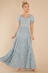 4 Since Then Dusty Blue Floral Print Maxi Dress at reddress.com