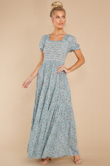 5 Since Then Dusty Blue Floral Print Maxi Dress at reddress.com