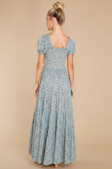 6 Since Then Dusty Blue Floral Print Maxi Dress at reddress.com