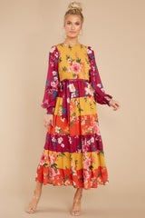 4 Save The Date Magenta And Mustard Floral Print Maxi Dress at reddress.com