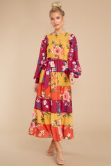 2 Save The Date Magenta And Mustard Floral Print Maxi Dress at reddress.com