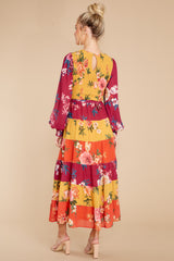 6 Save The Date Magenta And Mustard Floral Print Maxi Dress at reddress.com