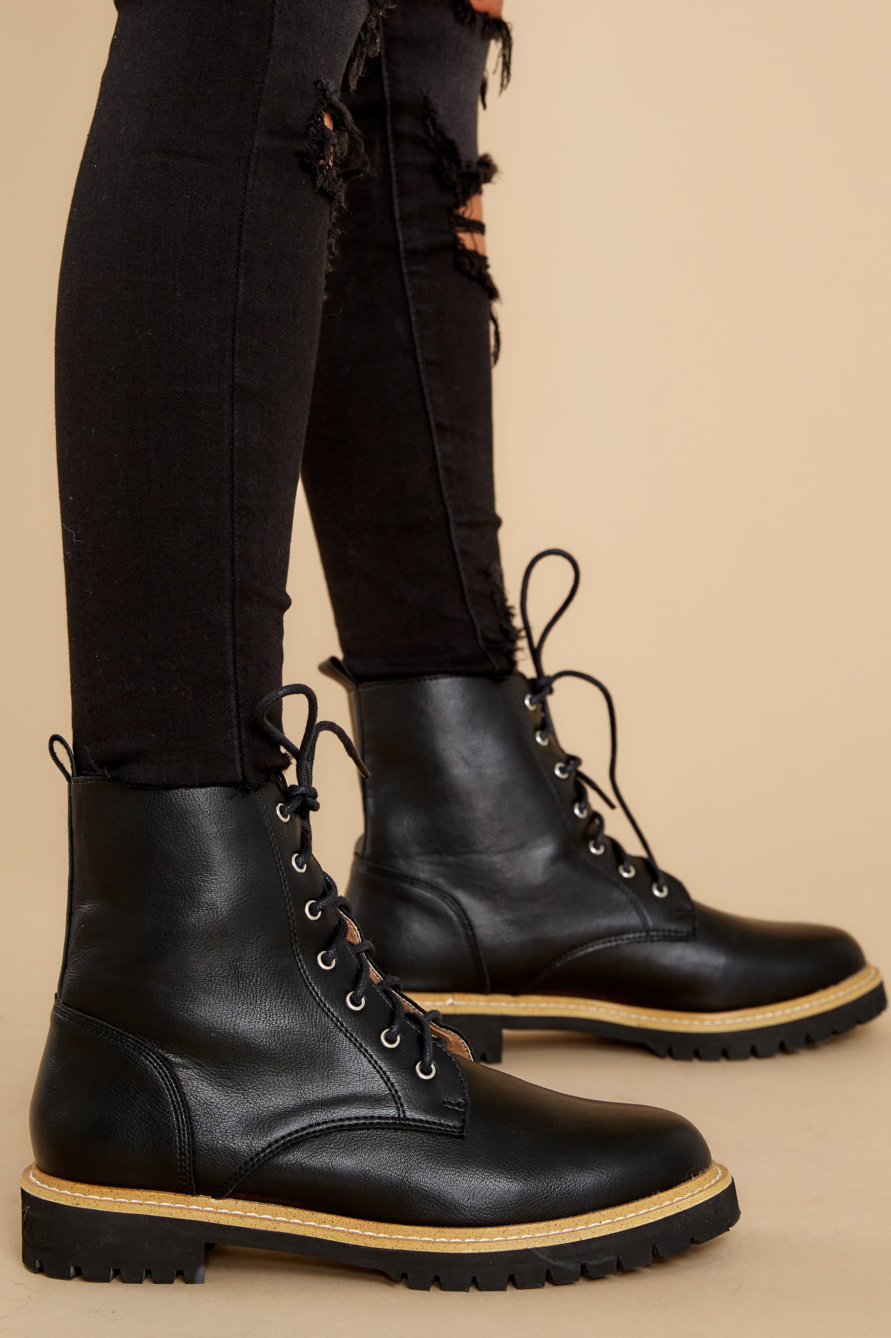 1 Worth It Every Time Black Lace Up Boots (BACKORDER JANUARY) at reddress.com