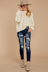 3 The Maine Attraction Cream Cable Knit Sweater at reddress.com