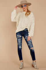 5 The Maine Attraction Cream Cable Knit Sweater at reddress.com