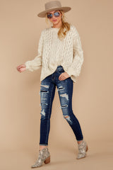 4 The Maine Attraction Cream Cable Knit Sweater at reddress.com
