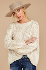 6 The Maine Attraction Cream Cable Knit Sweater at reddress.com