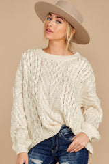 1 The Maine Attraction Cream Cable Knit Sweater at reddress.com