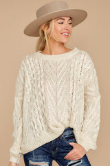7 The Maine Attraction Cream Cable Knit Sweater at reddress.com