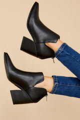 1 Step To The Side Black Ankle Booties at reddress.com