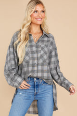 6 To The Point Grey Plaid Top at reddress.com
