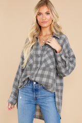 5 To The Point Grey Plaid Top at reddress.com