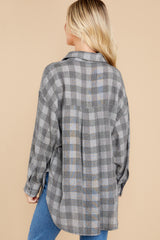 7 To The Point Grey Plaid Top at reddress.com