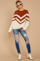 4 Here For It Rust And Ivory Eyelash Sweater at reddress.com