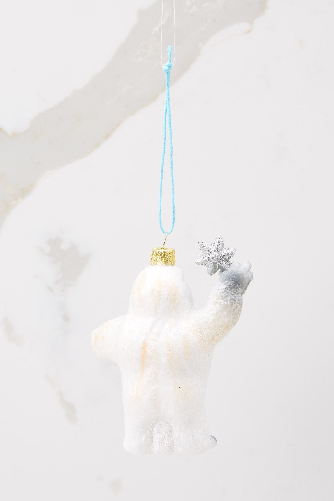 Abominable Snowman White Ornament - Red Dress