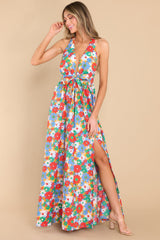 All For Love Blue Multi Floral Maxi Dress - Red Dress