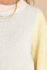 All Good Days Light Yellow Colorblock Sweater - Red Dress