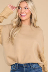 All Of My Love Tan Sweater - Red Dress