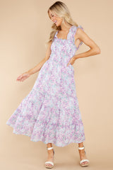 Always Daydreaming Lavender Floral Print Midi Dress - Red Dress