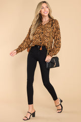 Full body view of this top that showcases the leopard print of the fabric.