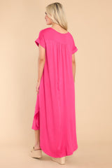 Always The Same Thing Hot Pink Maxi Dress - Red Dress