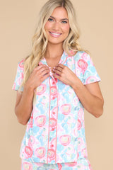 Am I Dreaming Pink Floral Print Pajama Top - Red Dress