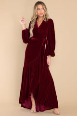 An Absolute Treasure Burgundy Velvet Maxi Dress - Red Dress