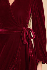 An Absolute Treasure Burgundy Velvet Maxi Dress - Red Dress