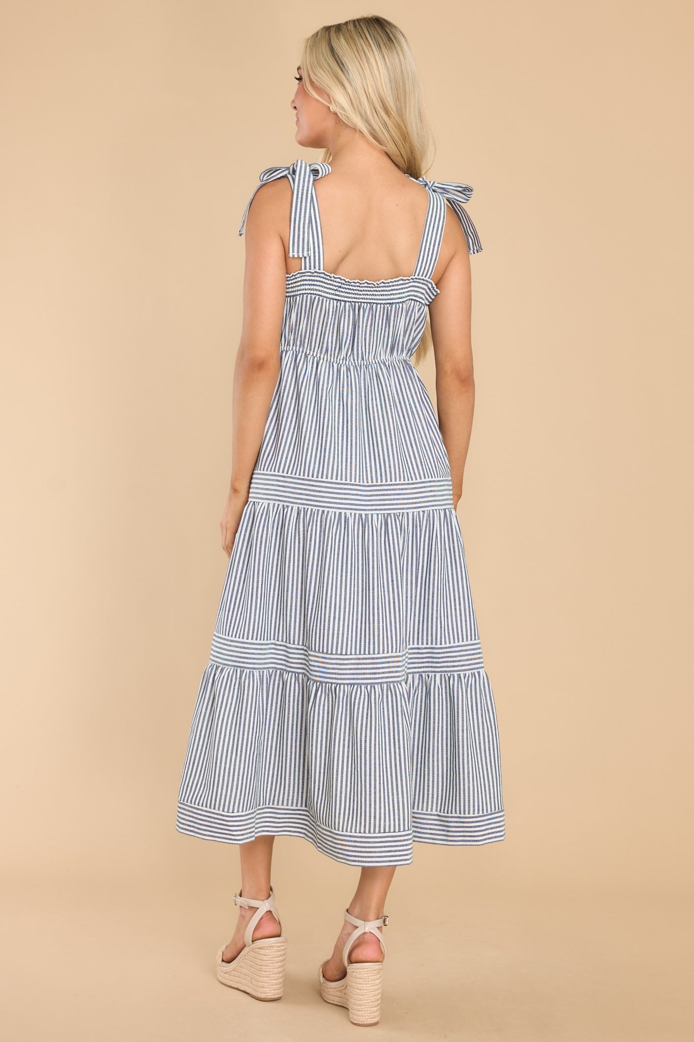 At The Orchard Navy Stripe Maxi Dress - Red Dress